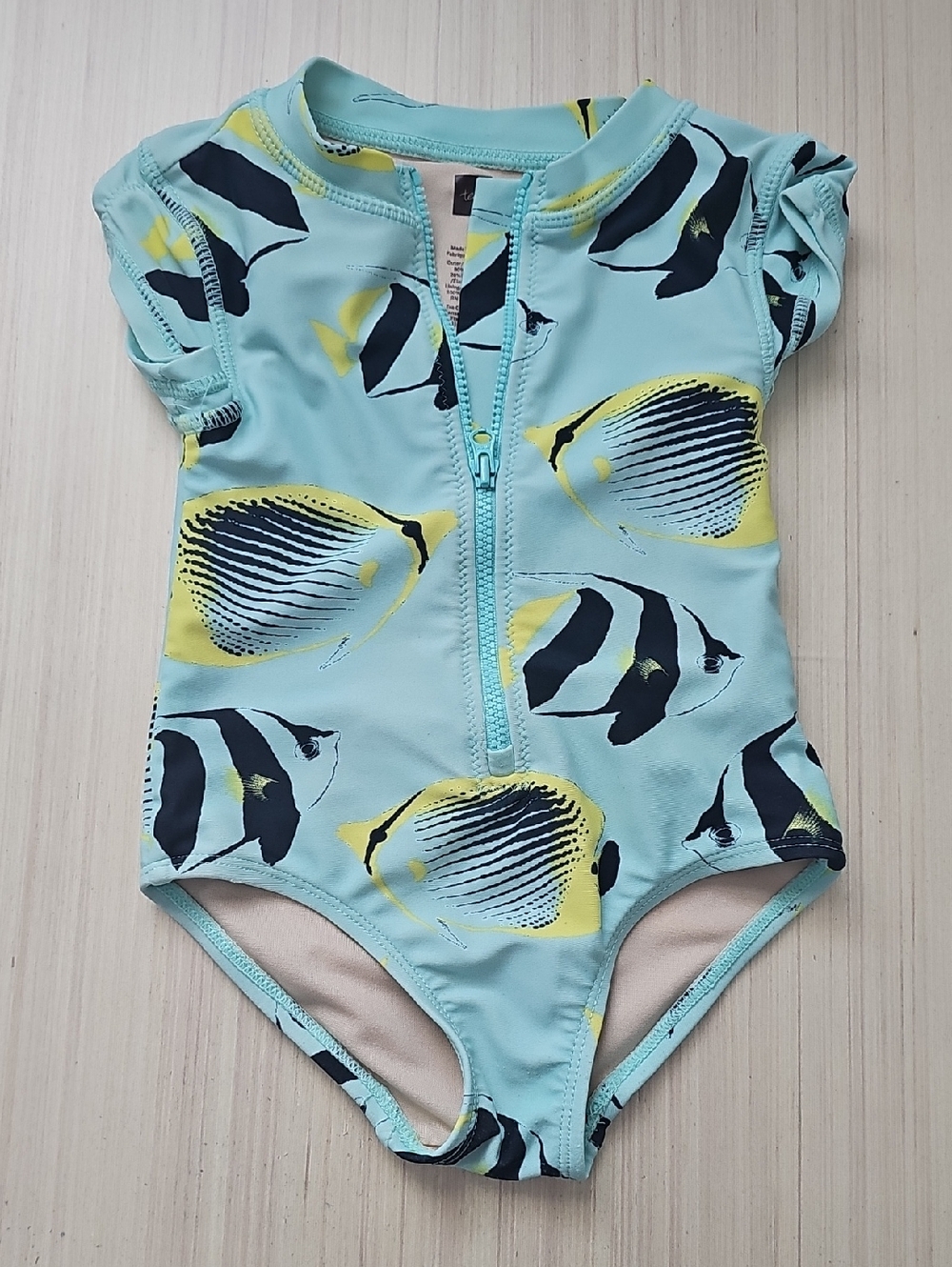 Tea Collection Mint Green Swim One-Piece with Yellow & Black Fish